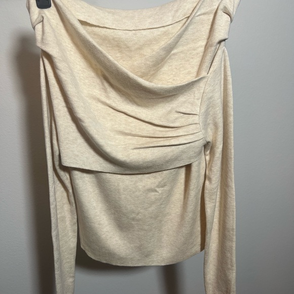 Commense Tops - Commense Cream Drape Blouse